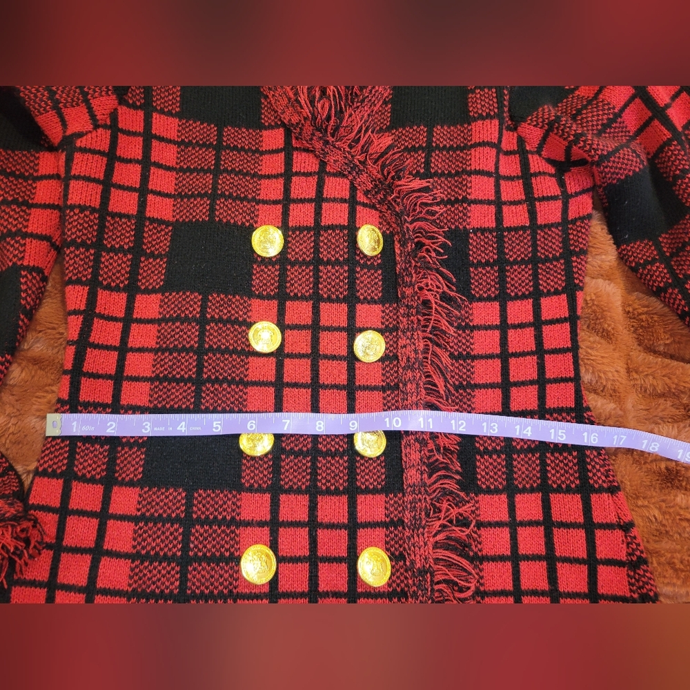 Venus Red/ Black Button Detail Sweater Dress - Picture 9 of 11